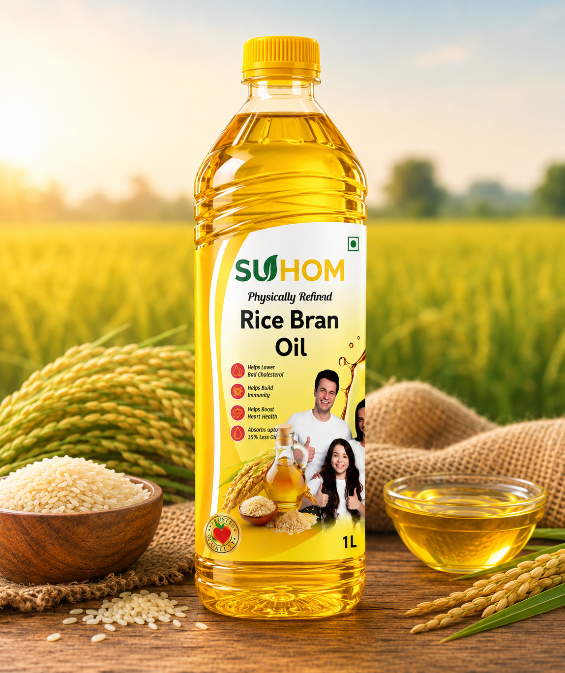 SUHOM Rice Bran Oil 1L PET Bottle